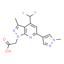 [4-(Difluoromethyl)-3-methyl-6-(1-methyl-1H-pyrazol-4-yl)-1H-pyrazolo[3,4-b]pyridin-1-yl]acetic acid结构式