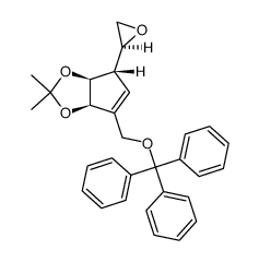 (3aS,4S,6aR)-2,2-dimethyl-4-((S)-oxiran-2-yl)-6-(trityloxymethyl)-4,6a-dihydro-3aH-cyclopenta[d][1,3]dioxole Structure