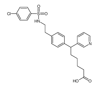6-[4-[2-[(4-chlorophenyl)sulfonylamino]ethyl]phenyl]-6-pyridin-3-ylhexanoic acid Structure