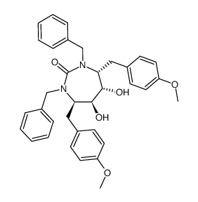 (4R,5S,6S,7R)-1,3-Dibenzyl-5,6-dihydroxy-4,7-bis-(4-methoxy-benzyl)-[1,3]diazepan-2-one Structure