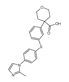 4-{3-[4-(2-methyl-1H-imidazol-1-yl)phenylthio]phenyl}-3,4,5,6-tetrahydro-2H-pyran-4-carboxylic acid Structure