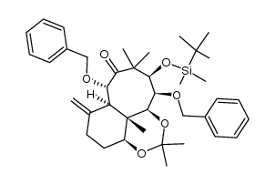 (1R,2S,5R,6S,7S,8S,9S)-2,6-Dibenzyloxy-5-(tert-butyldimethylsiloxy)-7,9-(isopropylidenedioxy)-4,4,8-trimethyl-12-methylenebicyclo[6.4.0]dodecan-3-one Structure