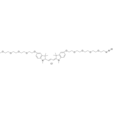 N-Methyl-N'-methyl-O-(m-PEG4)-O'-(azide-PEG4)-Cy3结构式