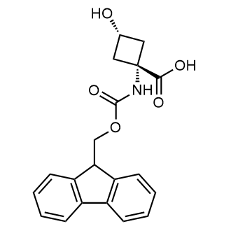 (1S,3s)-1-((((9H-fluoren-9-yl)methoxy)carbonyl)amino)-3-hydroxycyclobutane-1-carboxylic acid Structure