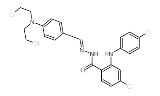 Benzoic acid,4-chloro-2-[(4-chlorophenyl)amino]-,2-[[4-[bis(2-chloroethyl)amino]phenyl]methylene]hydrazide结构式