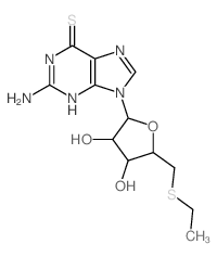 9H-Purine-6-thiol,2-amino-9-(6-ethyl-6-thio-b-D-ribofuranosyl)- (8CI)结构式