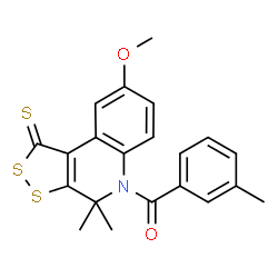 8-METHOXY-4,4-DIMETHYL-5-(3-METHYLBENZOYL)-4,5-DIHYDRO-1H-[1,2]DITHIOLO[3,4-C]QUINOLINE-1-THIONE结构式