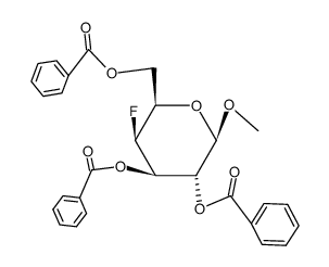 methyl 2,3,6-tri-O-benzoyl-4-deoxy-4-fluoro-α-D-glucopyranoside结构式