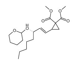 dimethyl trans-2-{3-[(tetrahydropyran-2-yl)oxy]-1-octenyl}cyclopropane-1,1-dicarboxylate Structure