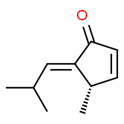 2-Cyclopenten-1-one, 4-methyl-5-(2-methylpropylidene)-, (4S,5E)- (9CI)结构式