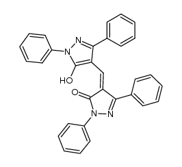 2,5,2',5'-tetraphenyl-1,2,2',4'-tetrahydro-4,4'-methanylylidene-bis-pyrazol-3-one结构式