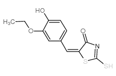 (5E)-5-(3-乙氧基-4-羟基亚苄基)-2-疏基-1,3-噻唑-4(5H)-酮结构式