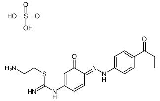 2-aminoethyl N'-[(4Z)-3-oxo-4-[(4-propanoylphenyl)hydrazinylidene]cyclohexa-1,5-dien-1-yl]carbamimidothioate,sulfuric acid Structure