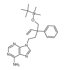 (+/-)-9-[3-(t-butyldimethylsilyloxymethyl)-3-phenylpent-4-enyl]adenine Structure