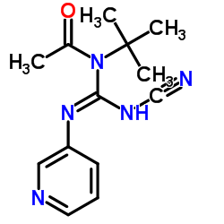 N-[N-Cyano-N'-(3-pyridinyl)carbamimidoyl]-N-(2-methyl-2-propanyl)acetamide结构式