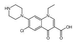 6-chloro-1-ethyl-4-oxo-7-piperazin-1-ylquinoline-3-carboxylic acid结构式