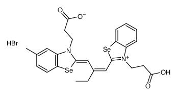 3-(2-carboxyethyl)-2-[2-[[3-(2-carboxyethyl)-(3H)-benzoselenazol-2-ylidene]methyl]but-1-enyl]-5-methylbenzoselenazolium bromide Structure