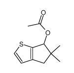 5,5-dimethyl-5,6-dihydro-4H-cyclopenta[b]thiophen-6-yl acetate结构式