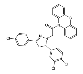 2-[5-(4-chlorophenyl)-3-(3,4-dichlorophenyl)-3,4-dihydropyrazol-2-yl]-1-phenothiazin-10-ylethanone Structure