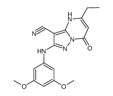 2-(3,5-dimethoxyphenylamino)-5-ethyl-7-oxo-4,7-dihydropyrazolo[1,5-a]pyrimidine-3-carbonitrile结构式