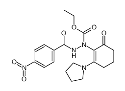 ethyl 2-(4-nitrobenzoyl)-1-(6-oxo-2-(pyrrolidin-1-yl)cyclohex-1-en-1-yl)hydrazine-1-carboxylate Structure