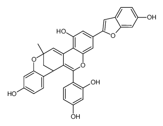 (+)-13-(2,4-Dihydroxyphenyl)-2-(6-hydroxybenzofuran-2-yl)-6-methyl-6,12-methano-6H,12H-[1]benzopyrano[4,3-d][1]benzoxocin-4,9-diol Structure