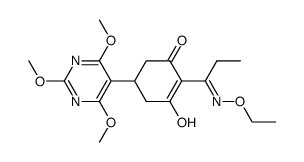 2-[1-(Ethoxyimino)propyl]-3-hydroxy-5-(2,4,6-trimethoxy-5-pyrimidyl)cyclohex-2-en-1one结构式