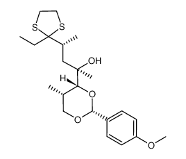 (2S,3R,4R,6R)-7,7-(ethylenedithio)-1,3-{[(R)-4-methoxybenzylidene]dioxy}-2,4,6-trimethylnonan-4-ol结构式