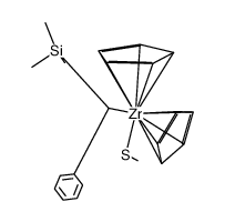 bis(η5-cyclopentadienyl)(SCH3){(phenyl)(trimethylsilyl)methyl}zirconium Structure