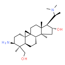 (20S)-3β-Amino-16α-hydroxy-4,14-dimethyl-20-(dimethylamino)-9β,19-cyclo-5α-pregnane-4β-methanol结构式