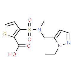 3-([[(1-Ethyl-1H-pyrazol-5-yl)methyl](methyl)amino]sulfonyl)thiophene-2-carboxylic acid structure