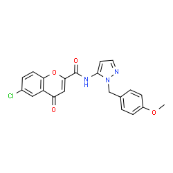 6-Chloro-N-[1-(4-methoxybenzyl)-1H-pyrazol-5-yl]-4-oxo-4H-chromene-2-carboxamide结构式