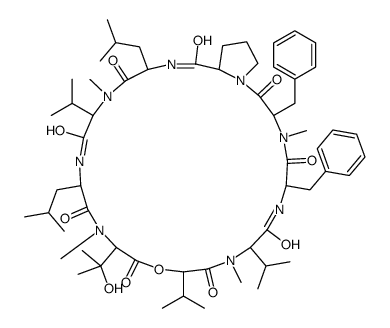 3,6-dibenzyl-15-(2-hydroxypropan-2-yl)-4,10,16,22-tetramethyl-18,24-bis(2-methylpropyl)-9,12,21-tri(propan-2-yl)-13-oxa-1,4,7,10,16,19,22,25-octazabicyclo[25.3.0]triacontane-2,5,8,11,14,17,20,23,26-nonone Structure