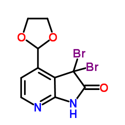 3,3-Dibromo-4-(1,3-dioxolan-2-yl)-1,3-dihydro-2H-pyrrolo[2,3-b]pyridin-2-one Structure
