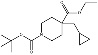 1-tert-butyl 4-ethyl 4-(cyclopropylmethyl)piperidine-1,4-dicarboxylate structure