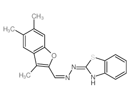 N-[(3,5,6-trimethylbenzofuran-2-yl)methylideneamino]benzothiazol-2-amine structure