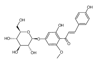 4'-β-D-glucopyranosyloxy-4,2'-dihydroxy-6'-methoxy-trans-chalcone结构式