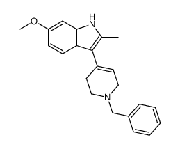 3-(1'-benzyl-1',2',3',6'-tetrahydro-4'-pyridyl)-6-methoxy-2-methyl-indole结构式