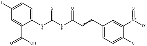 2-[[[[3-(4-chloro-3-nitrophenyl)-1-oxo-2-propenyl]amino]thioxomethyl]amino]-5-iodo-benzoic acid picture