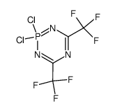 2,2-dichloro-4,6-bis(trifluoromethyl)-1,3,5,2 λ5-triazaphosphinine结构式