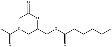 Hexanoic acid 2,3-bis(acetyloxy)propyl ester Structure