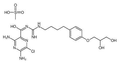 2-Pyrazinecarboxamide, 3,5-diamino-6-chloro-N-[[[4-[4-(2,3-dihydroxypropoxy)phenyl]butyl]amino]iminomethyl]-, Methanesulfonate structure