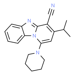 3-isopropyl-1-(piperidin-1-yl)benzo[4,5]imidazo[1,2-a]pyridine-4-carbonitrile structure