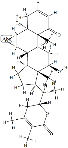 (22R)-6α,7α-Epoxy-5,12β,22-trihydroxy-1-oxo-5α-ergosta-2,24-dien-26-oic acid δ-lactone structure