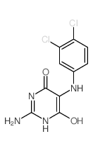 2-amino-5-[(3,4-dichlorophenyl)amino]-6-hydroxy-3H-pyrimidin-4-one structure