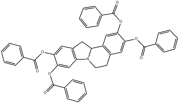 Dibenzo[bg]pyrrocoline-2,3,9,10-tetrol,5,6,12,12a-tetrahydro-,tetrabenzoate (3CI)结构式