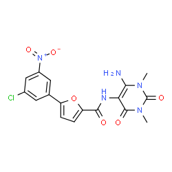 2-Furancarboxamide,N-(6-amino-1,2,3,4-tetrahydro-1,3-dimethyl-2,4-dioxo-5-pyrimidinyl)-5-(3-chloro-5-nitrophenyl)-结构式