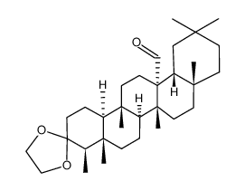 3,3-ethylenedioxy-D:A-friedo-oleanane-27-carbaldehyde Structure