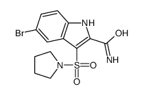 5-bromo-3-pyrrolidin-1-ylsulfonyl-1H-indole-2-carboxamide Structure