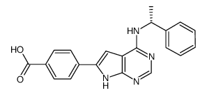 (R)-4-(4-((1-phenylethyl)amino)-7H-pyrrolo[2,3-d]pyrimidin-6-yl)benzoic acid结构式